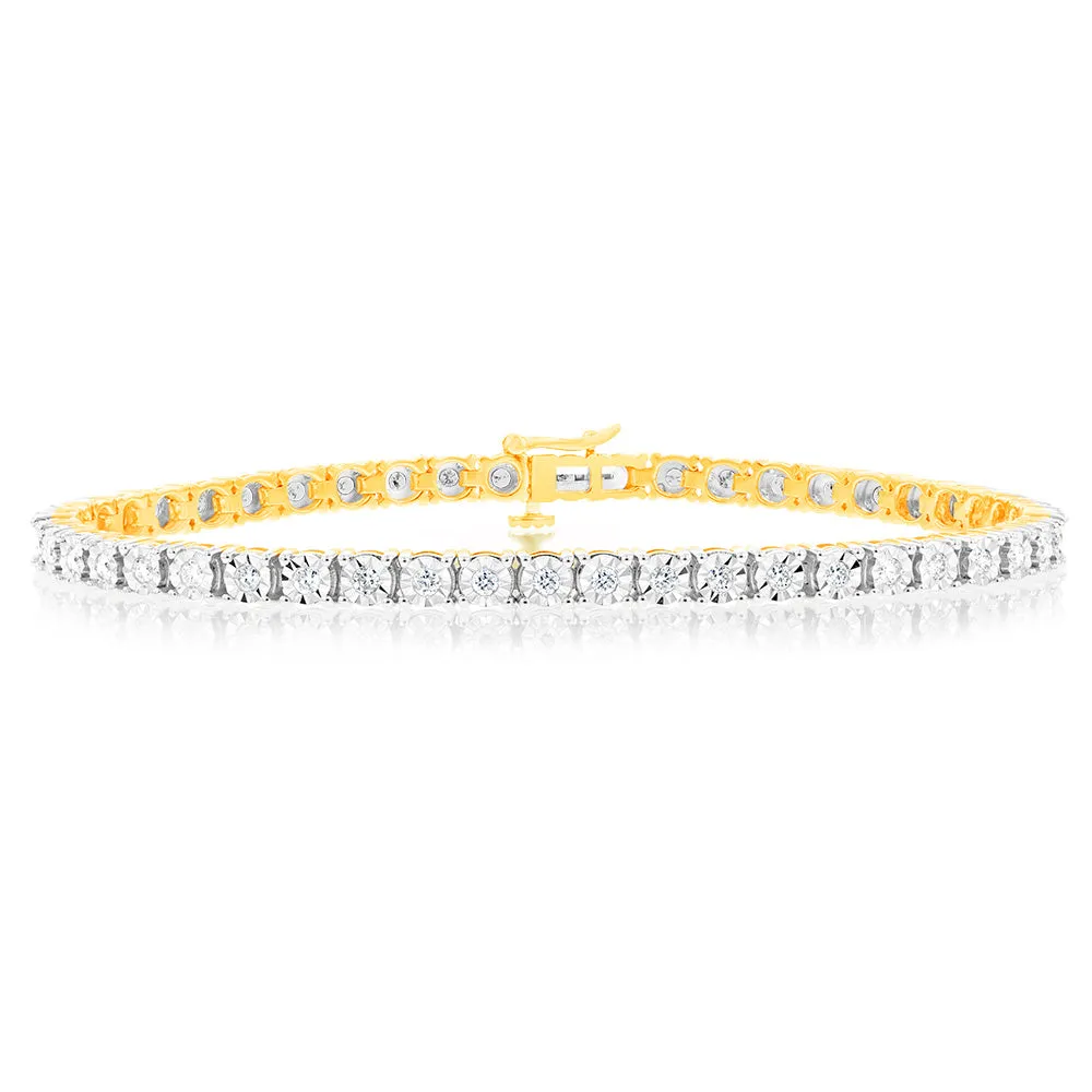 1 Carat Diamond Tennis Bracelet in 9ct Yellow Gold