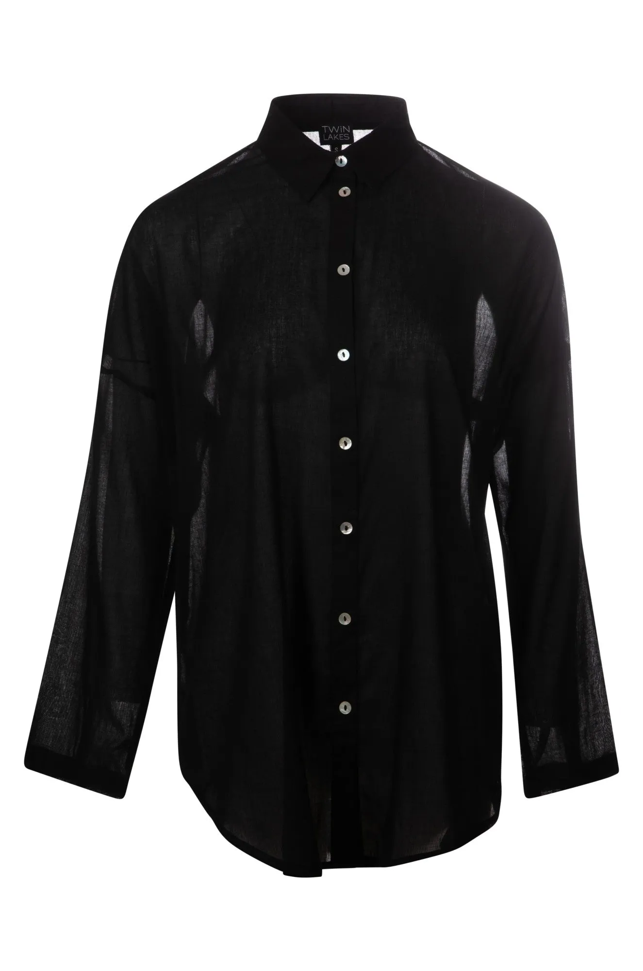 100% Cotton sheer Beach Shirt | Black | 0731A1