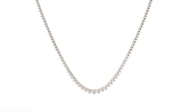 14k Lab Three Prong Graduating Tennis Necklace