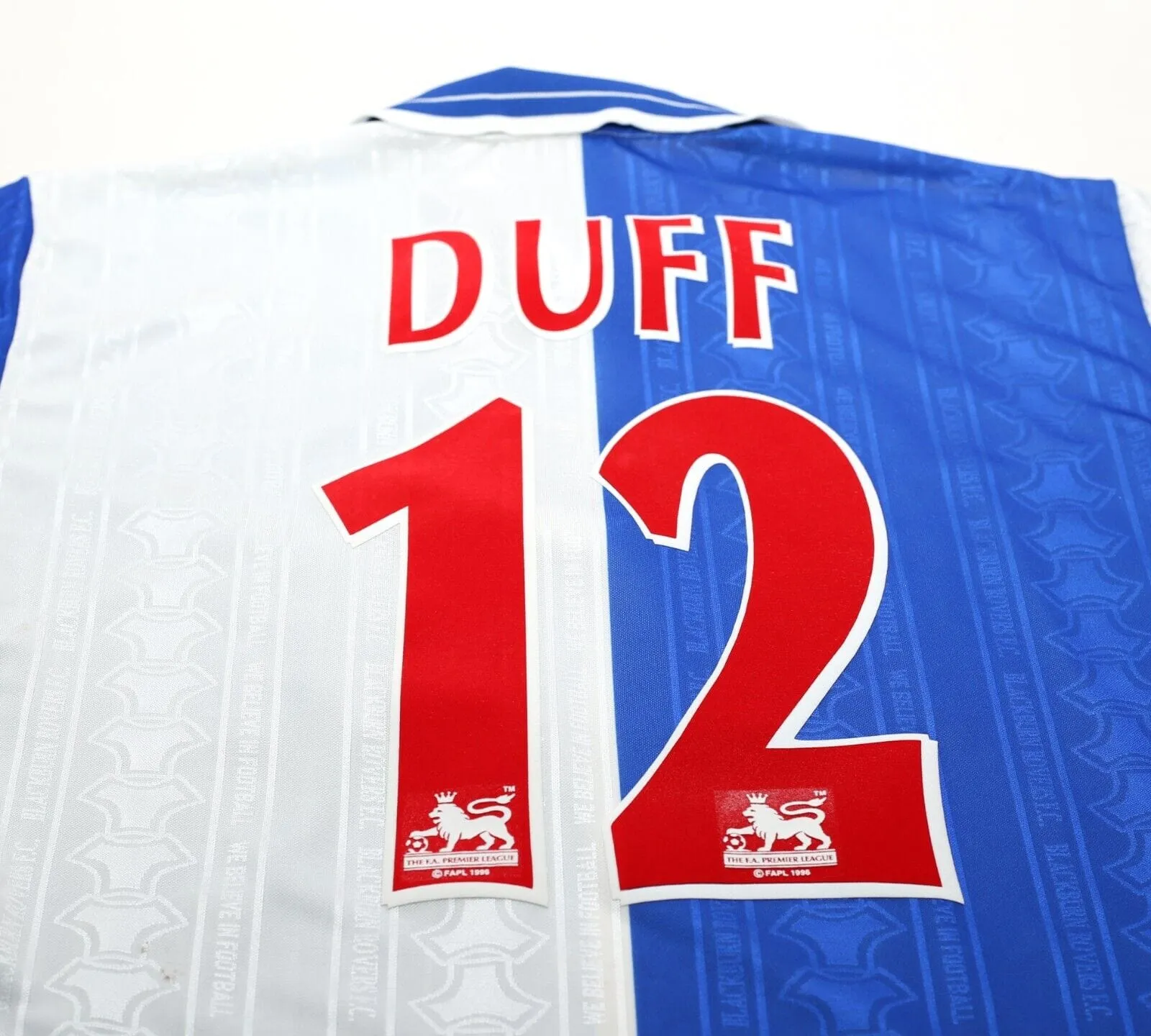 1998/99 DUFF #12 Blackburn Rovers Vintage Uhlsport Home Football Shirt (S)