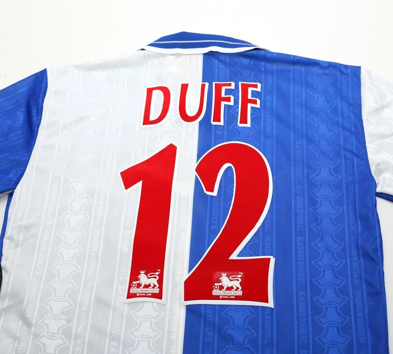 1998/99 DUFF #12 Blackburn Rovers Vintage Uhlsport Home Football Shirt (S)