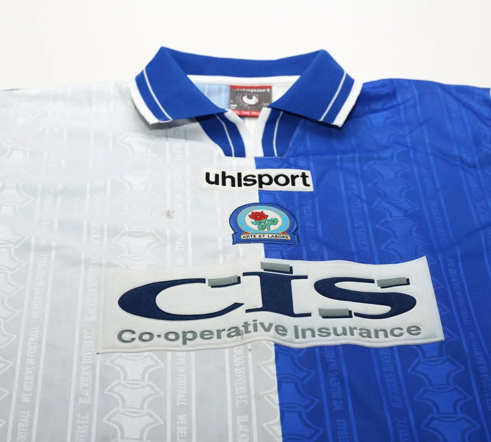 1998/99 DUFF #12 Blackburn Rovers Vintage Uhlsport Home Football Shirt (S)