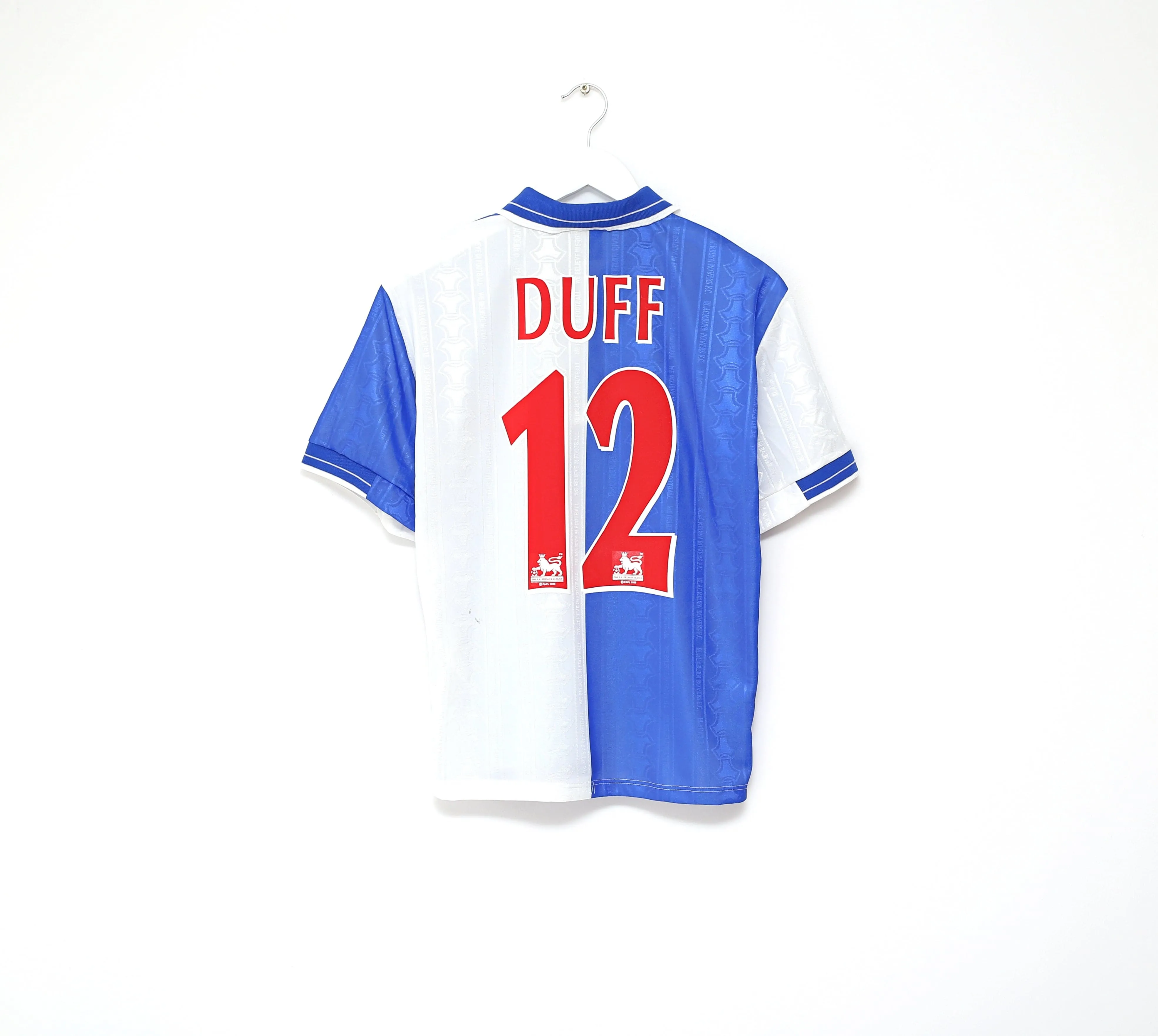 1998/99 DUFF #12 Blackburn Rovers Vintage Uhlsport Home Football Shirt (S)