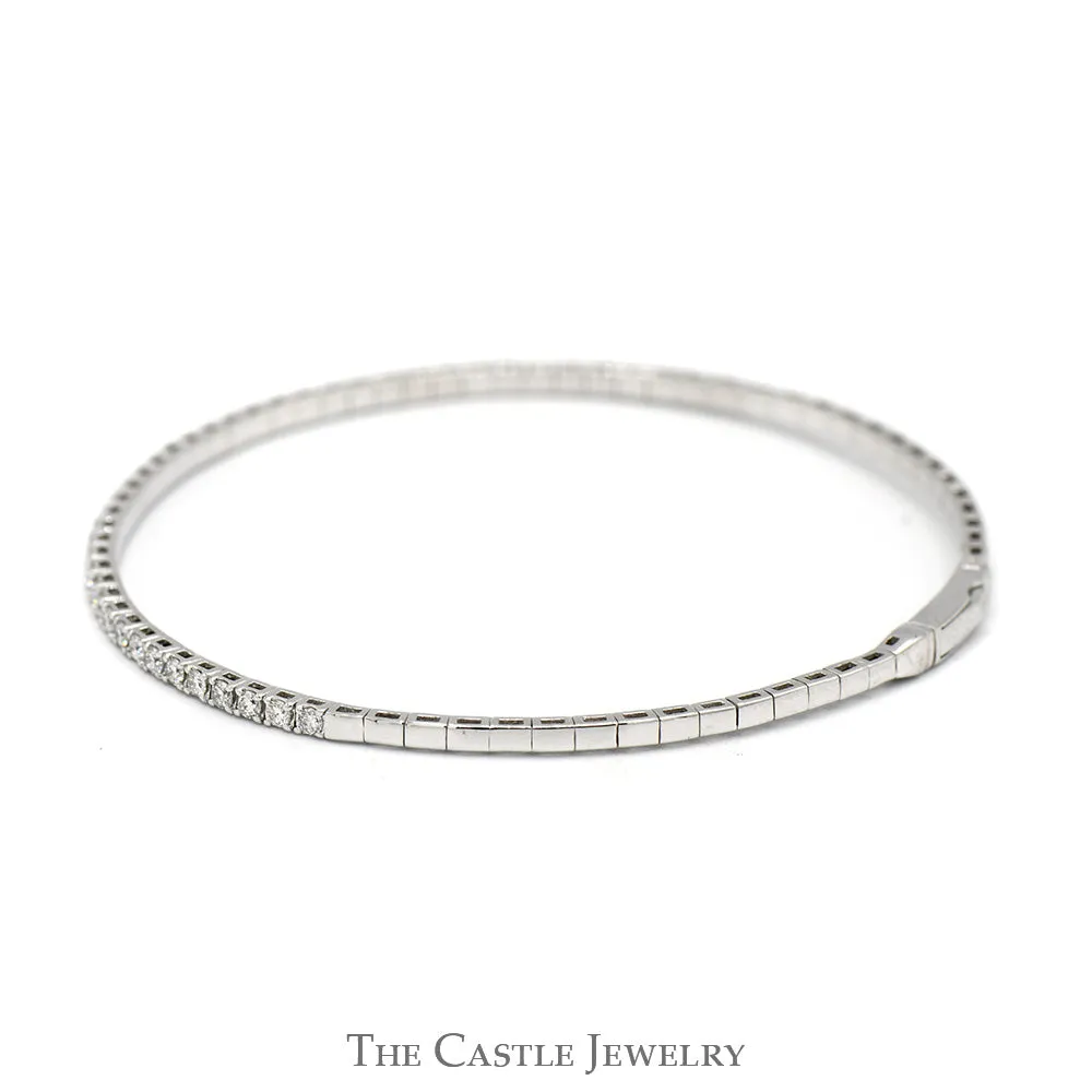 1cttw Lab Grown Diamond Flexible Bangle Tennis Bracelet in 14k White Gold