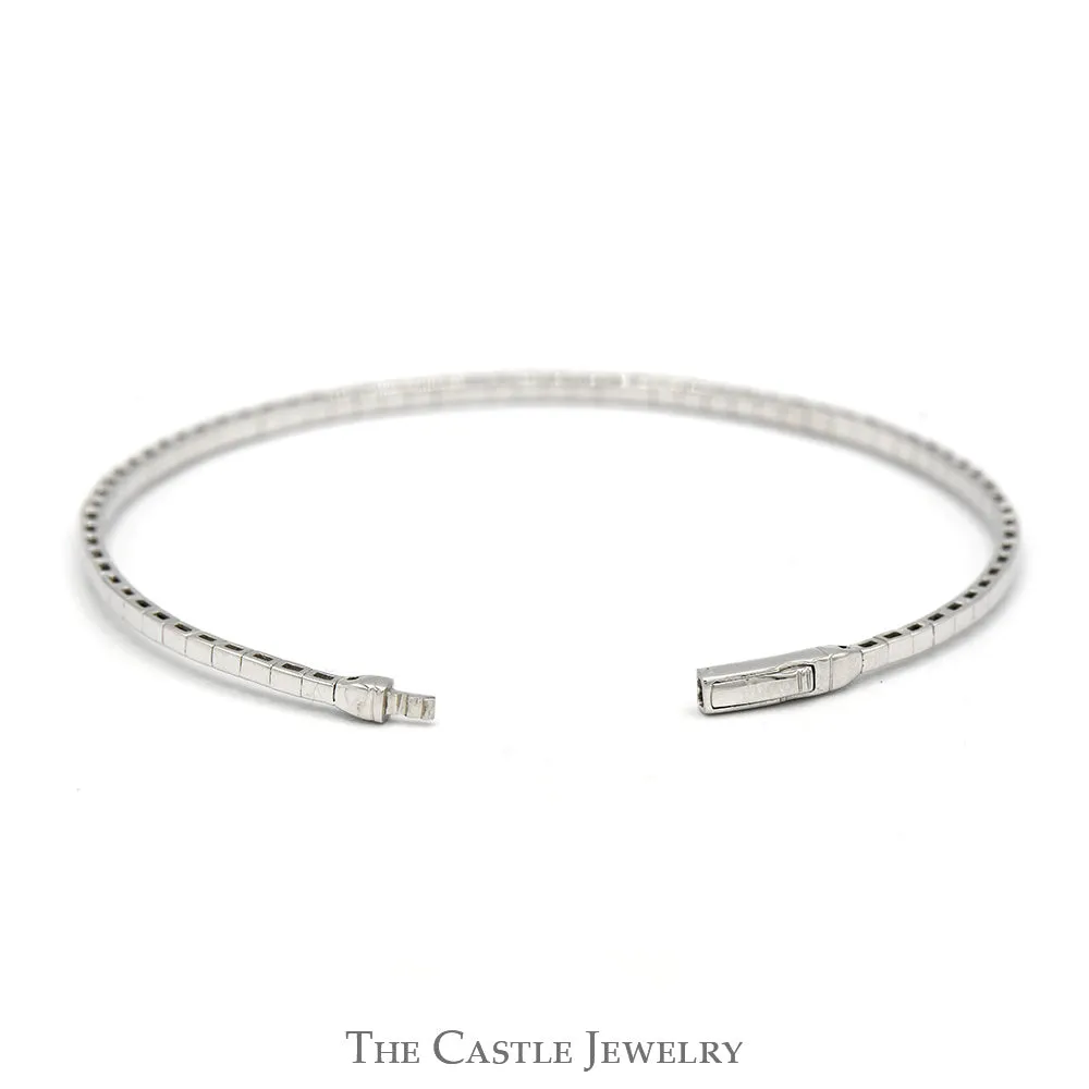 1cttw Lab Grown Diamond Flexible Bangle Tennis Bracelet in 14k White Gold