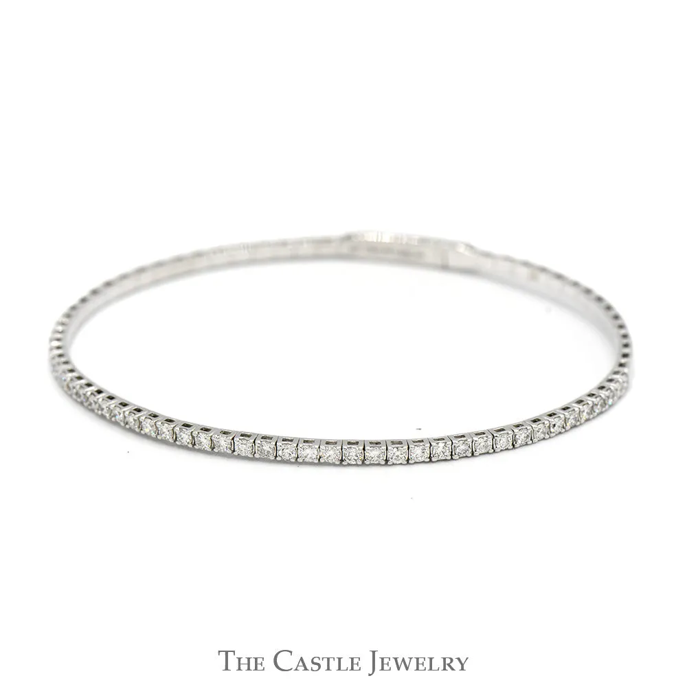 1cttw Lab Grown Diamond Flexible Bangle Tennis Bracelet in 14k White Gold