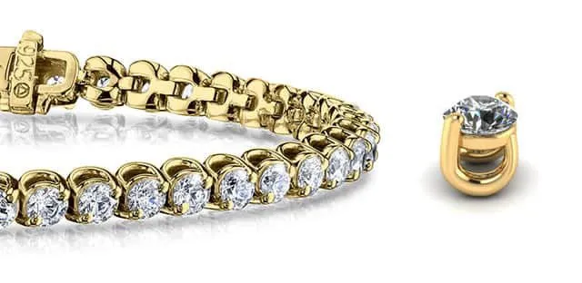 2 Prong Brilliant Round Diamond  Tennis Bracelet with 2.96 ct.(finished) 2.4mm