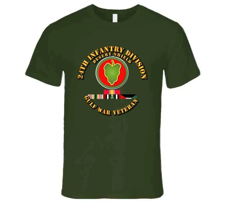 24th Infantry Division - Desert Shield with Service Ribbons T-Shirt, Premium, and Hoodie