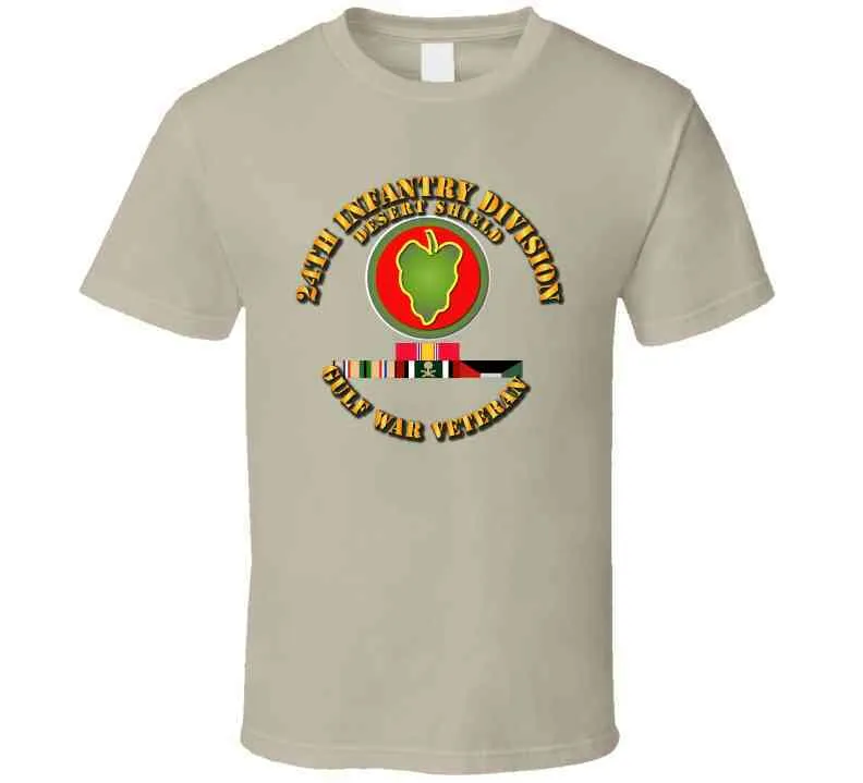 24th Infantry Division - Desert Shield with Service Ribbons T-Shirt, Premium, and Hoodie