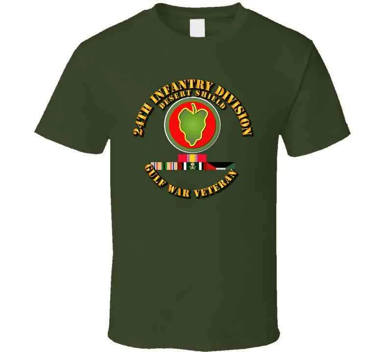 24th Infantry Division - Desert Shield with Service Ribbons T-Shirt, Premium, and Hoodie