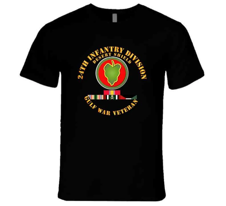 24th Infantry Division - Desert Shield with Service Ribbons T-Shirt, Premium, and Hoodie