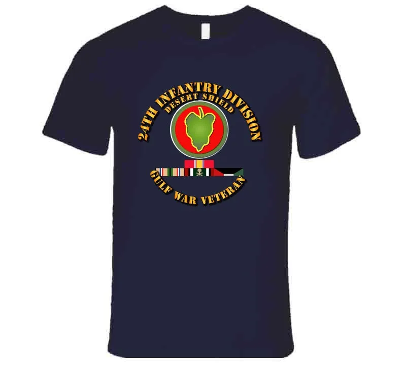 24th Infantry Division - Desert Shield with Service Ribbons T-Shirt, Premium, and Hoodie