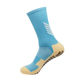 3 Pack Mens Football Grip Socks Sky Blue