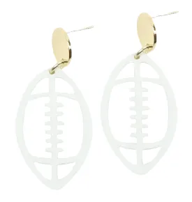 Acrylic Football Earring - White