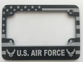 Air Force - New Logo American Flag Aluminum Motorcycle License Plate Frame