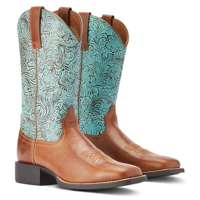 Ariat Ladies Round Up Wide Square Toe Western Boots 10042534