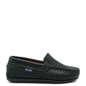 Atlanta Mocassin Black Weave Loafer