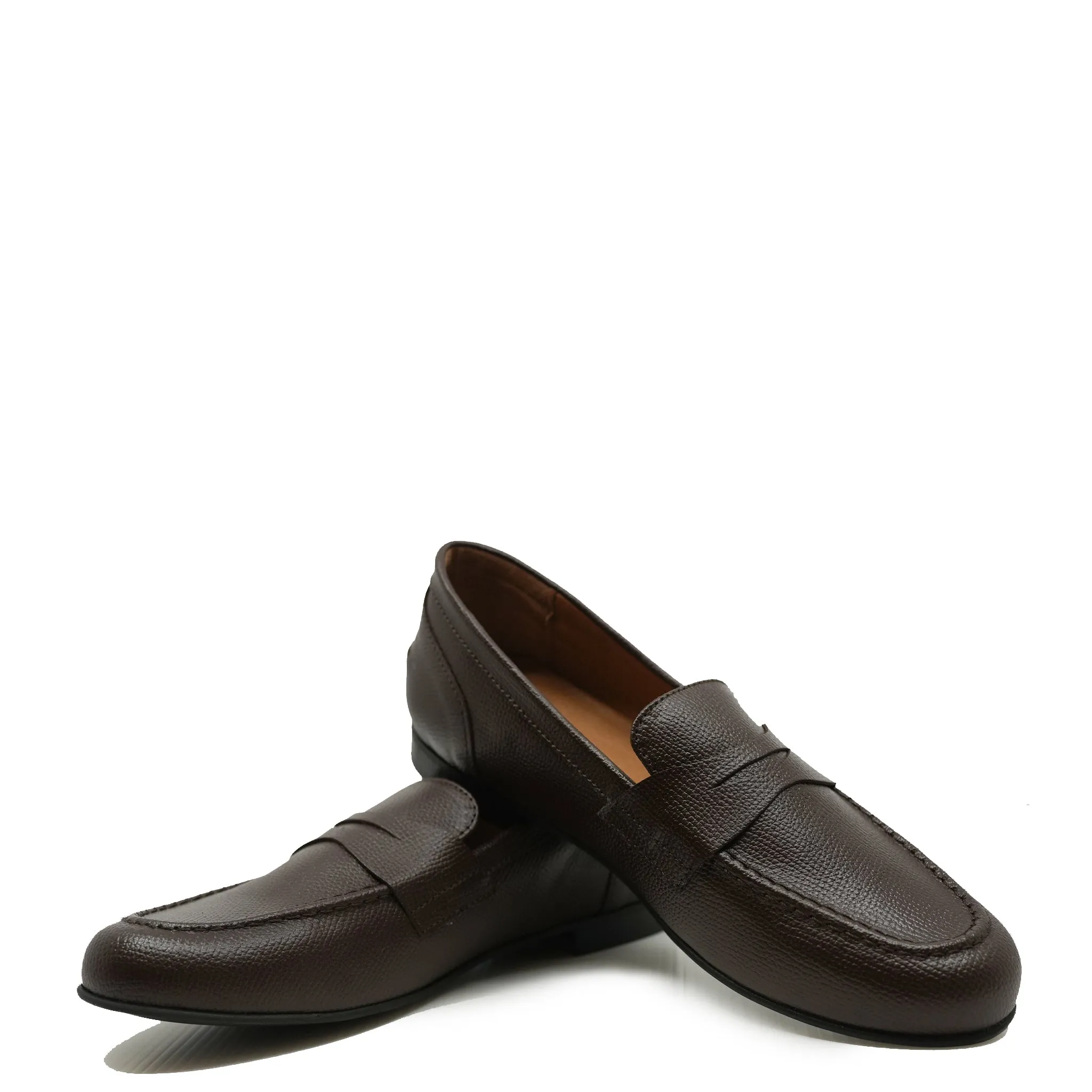 Atlanta Mocassin Brown Pebbled Penny Dress  Shoe