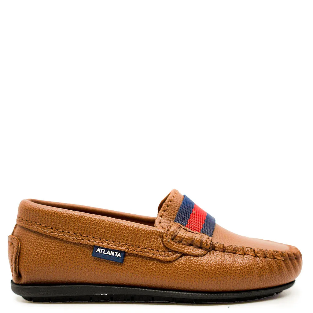 Atlanta Mocassin Brown Pebbled Ribbon Loafer