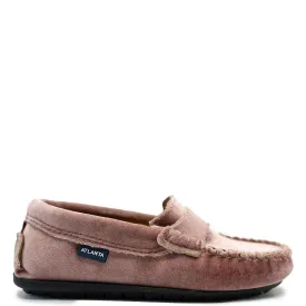 Atlanta Mocassin Rose Velvet Penny Loafer