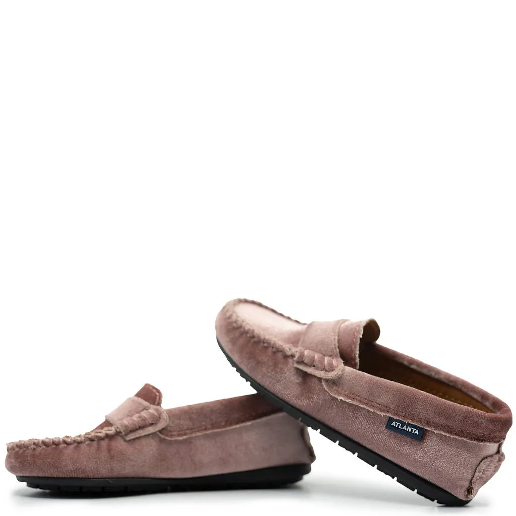 Atlanta Mocassin Rose Velvet Penny Loafer