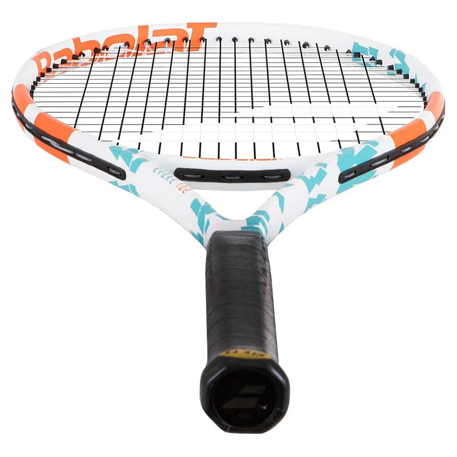 Babolat 1211225 Evoke 102 Strung Tennis Racquet 4 3/8, White/Blue/Orange