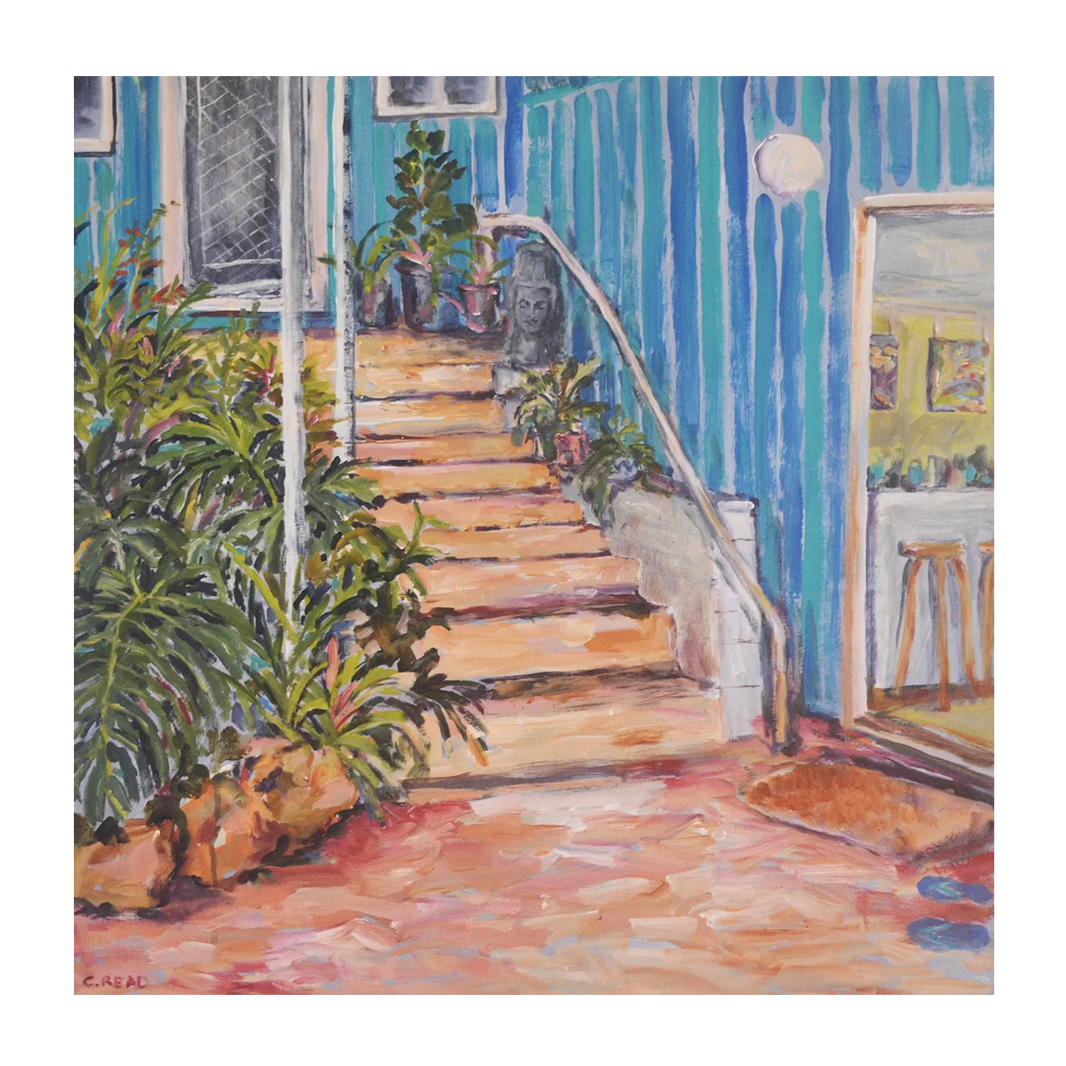 Back Steps With Blue Thongs , By Christine Read