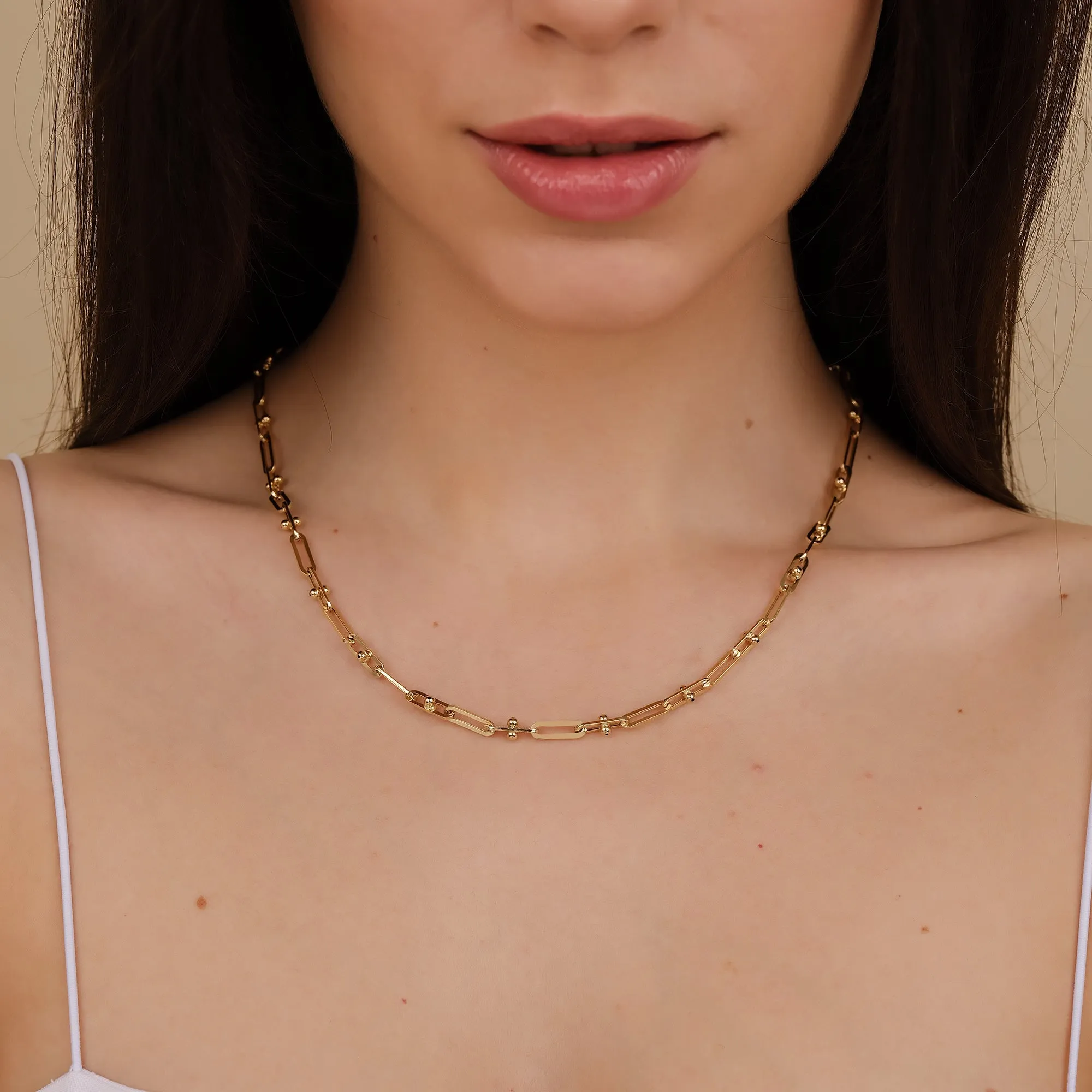 Barbell Paperclip Chain Necklace, Kienna