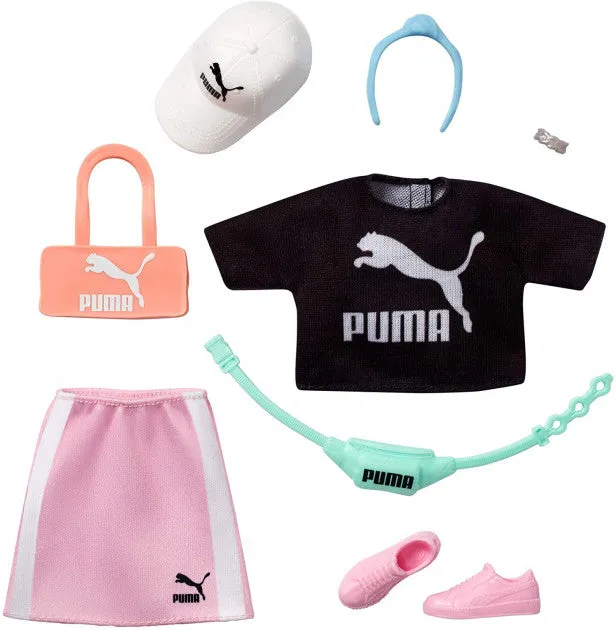 Barbie PUMA Fashion Black Top, Pink Skirt & 6 Accessories