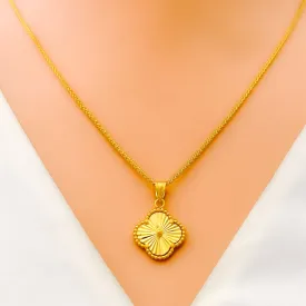 Bespoke Golden Clover 22k Gold Pendant W/ Chain