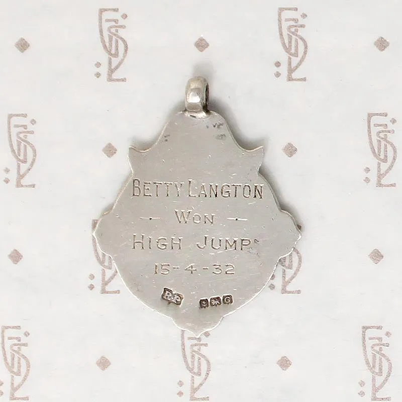 Betty's High Jump Medal English Sterling Fob