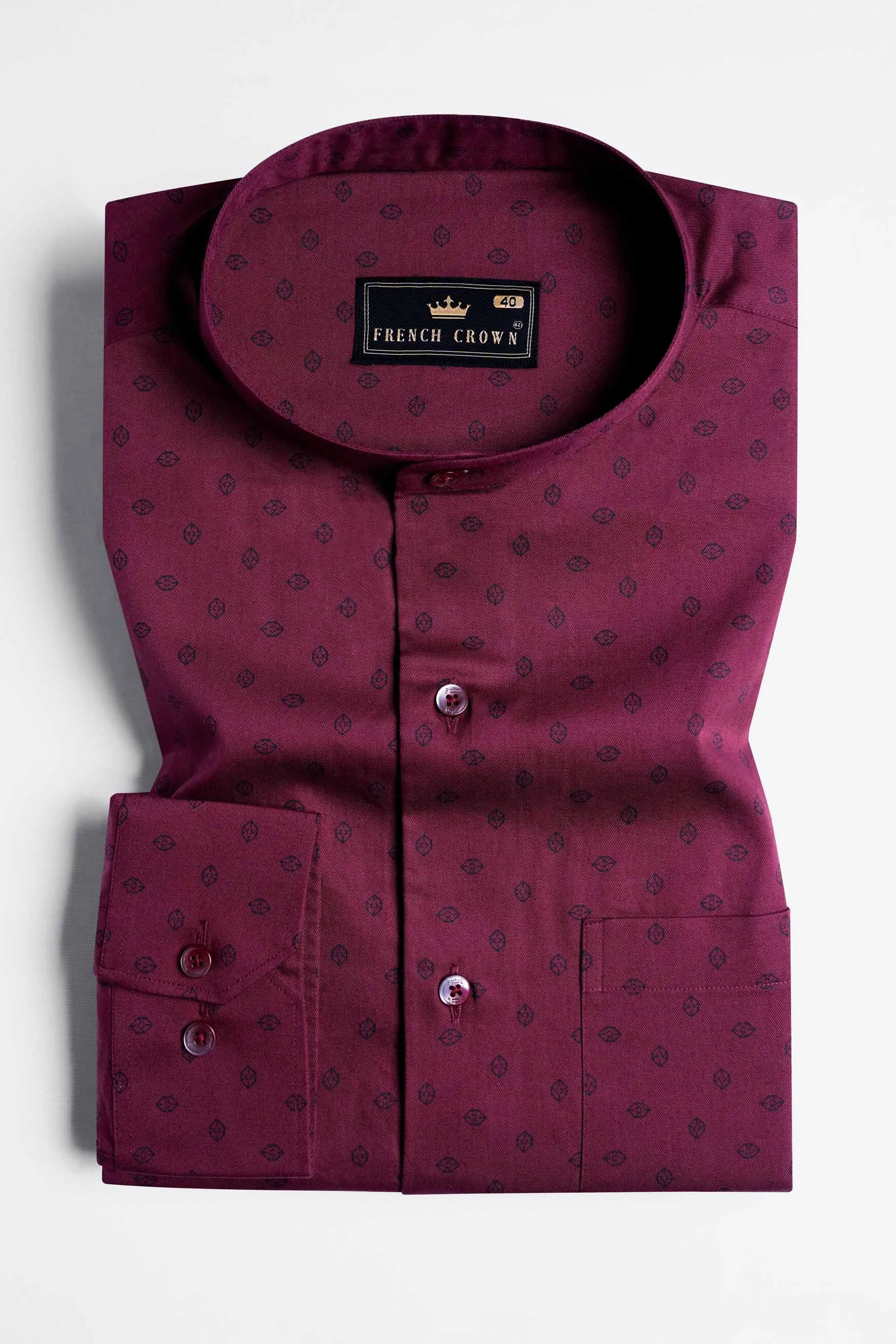 Bordeaux Wine Printed Royal Oxford Shirt