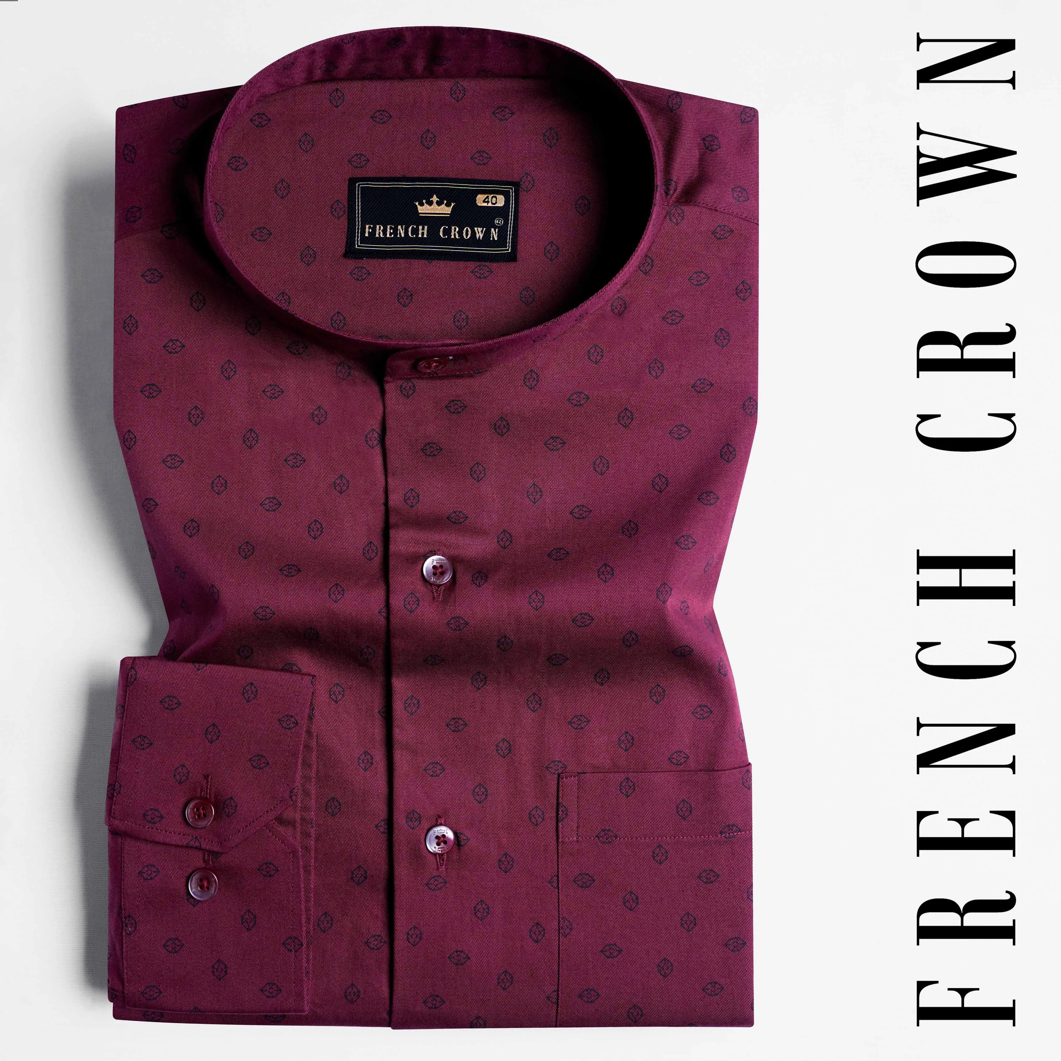 Bordeaux Wine Printed Royal Oxford Shirt