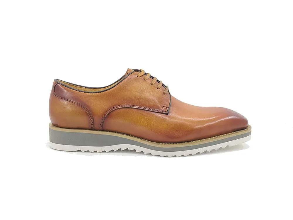 Burnished Calfskin Lace-Up Shoe Cognac