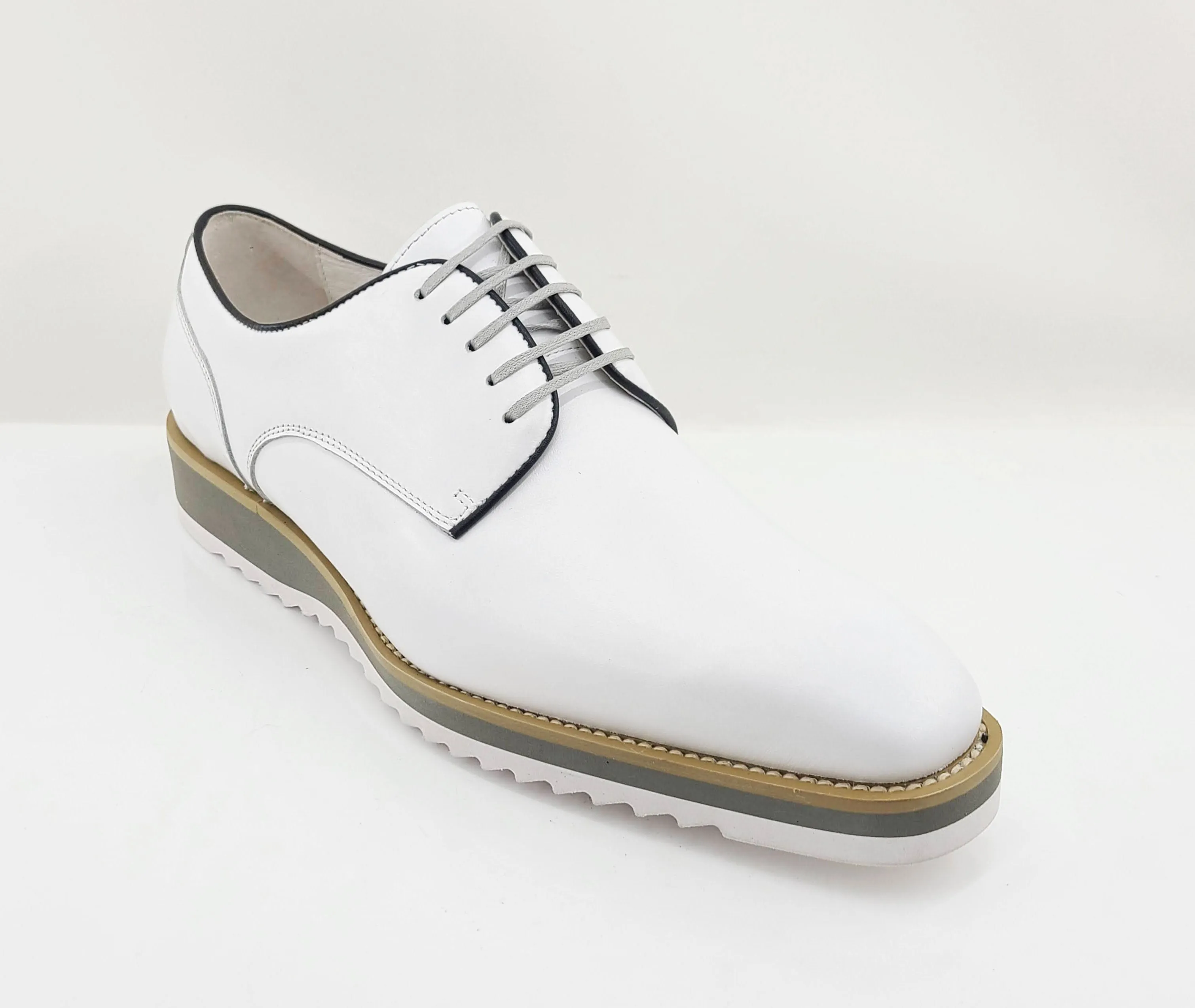 Burnished Calfskin Lace-Up Shoe White