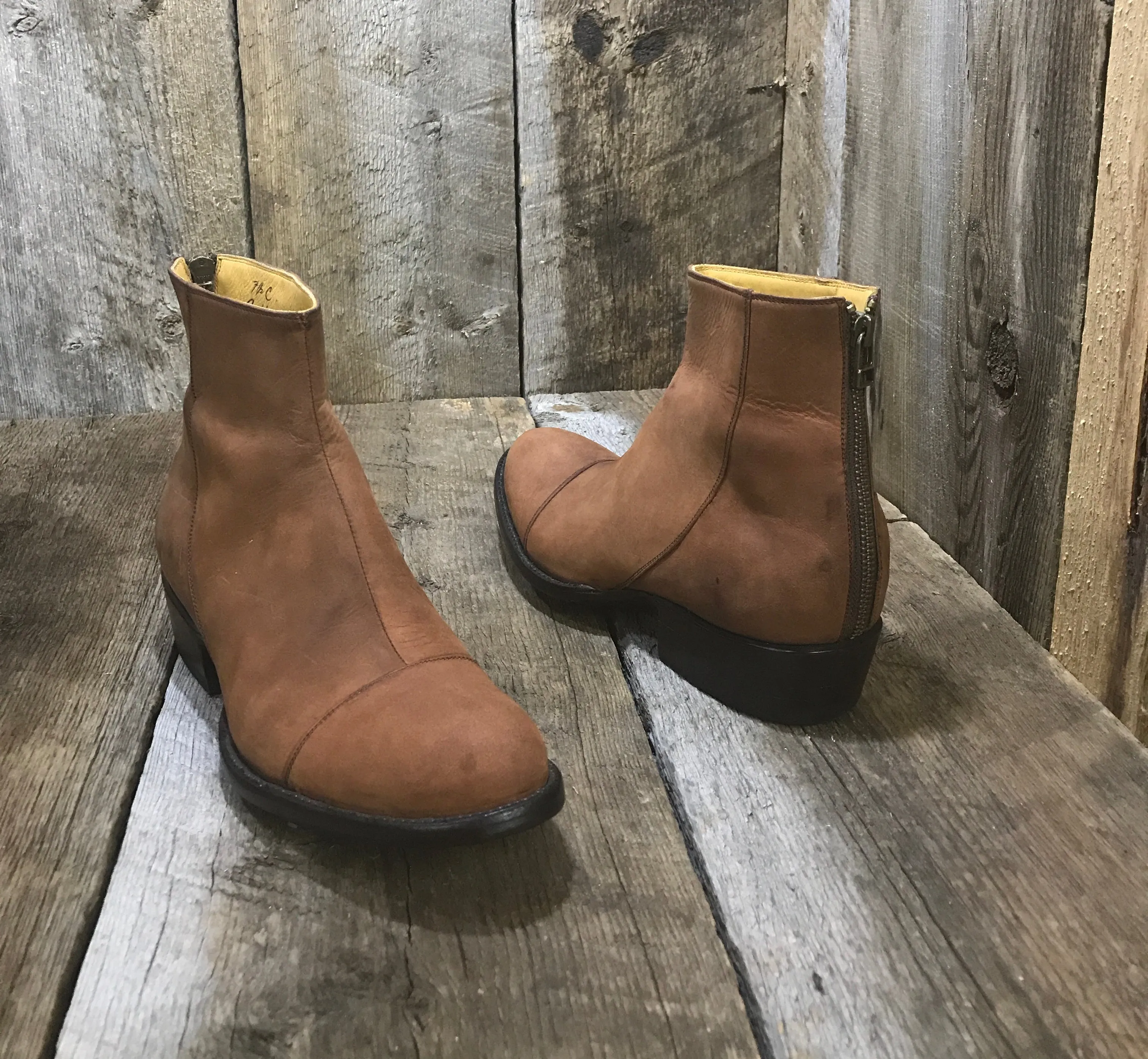 Choco Kangaroo Ostrich Leg  Zip Up Mule Boot 1499*