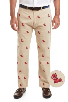 Collegiate Stretch Twill Pant Khaki with Ole Miss