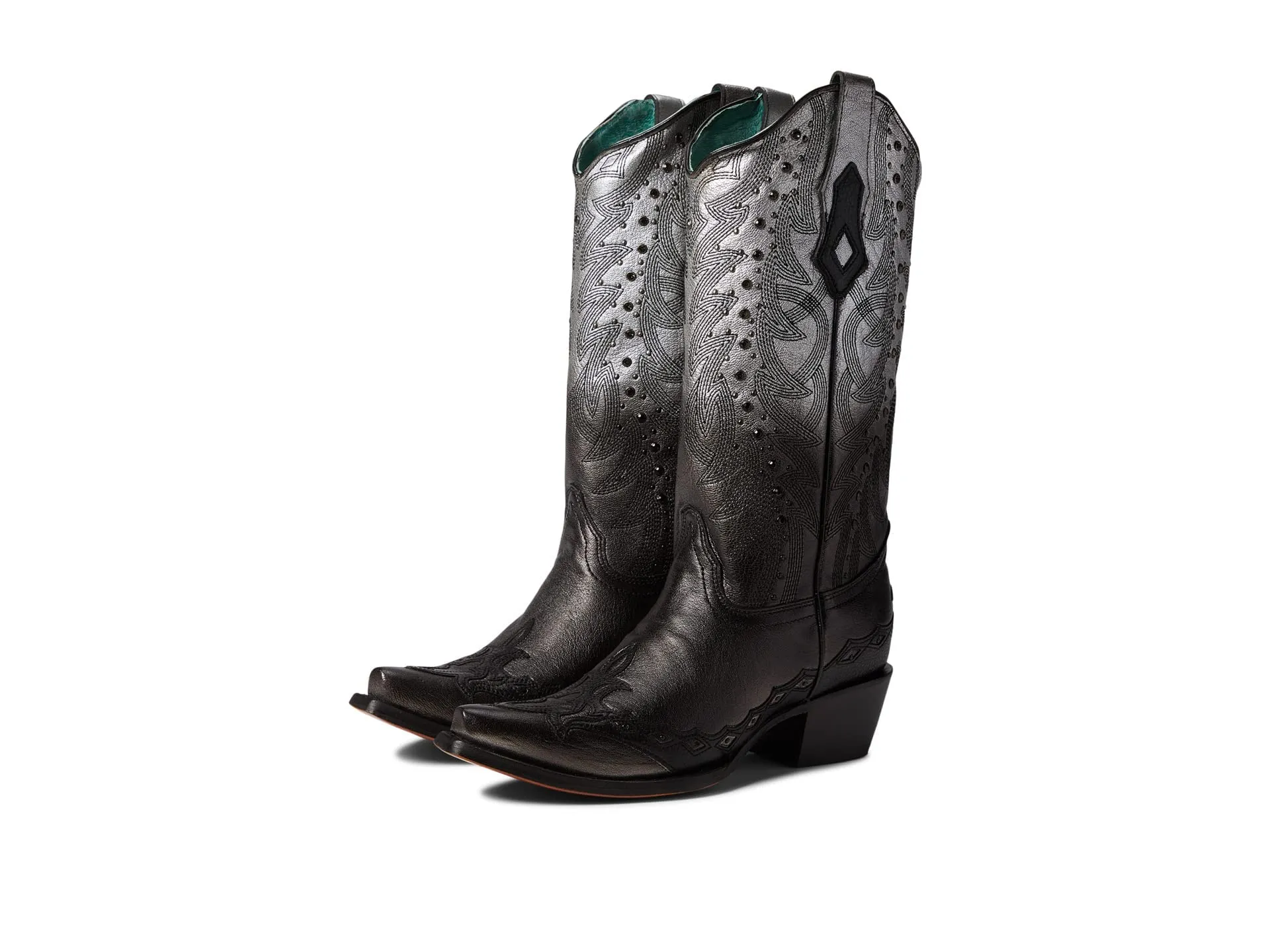 Corral Women's 13" Black & Silver Embroidered Snip Toe Western Boot