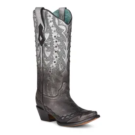 Corral Women's 13" Black & Silver Embroidered Snip Toe Western Boot