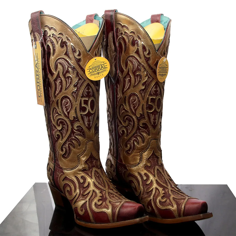 Corral Women's French's 50th Anniversary Boots - Gold & Red