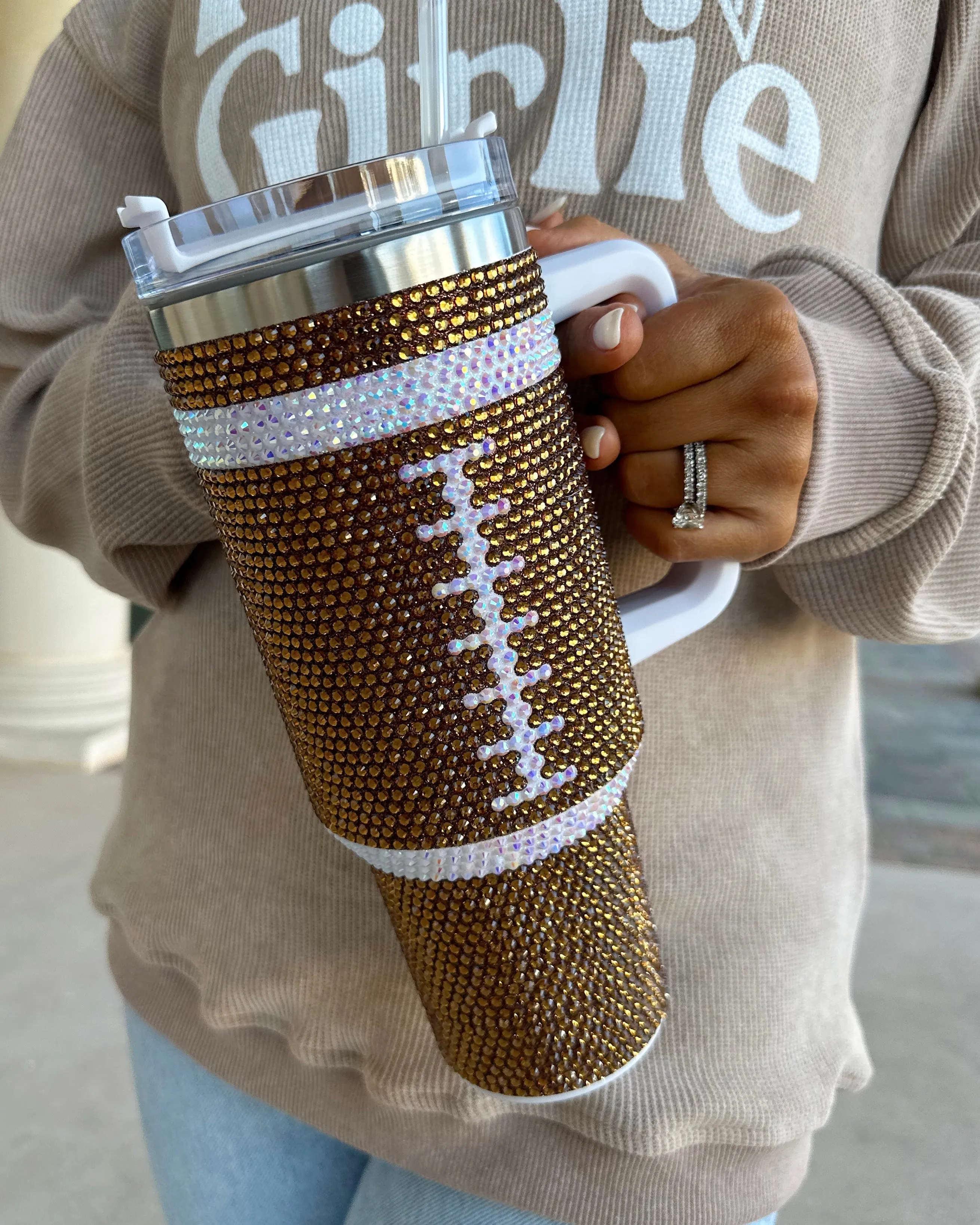 Crystal Football "Blinged Out" 40 Oz. Tumbler