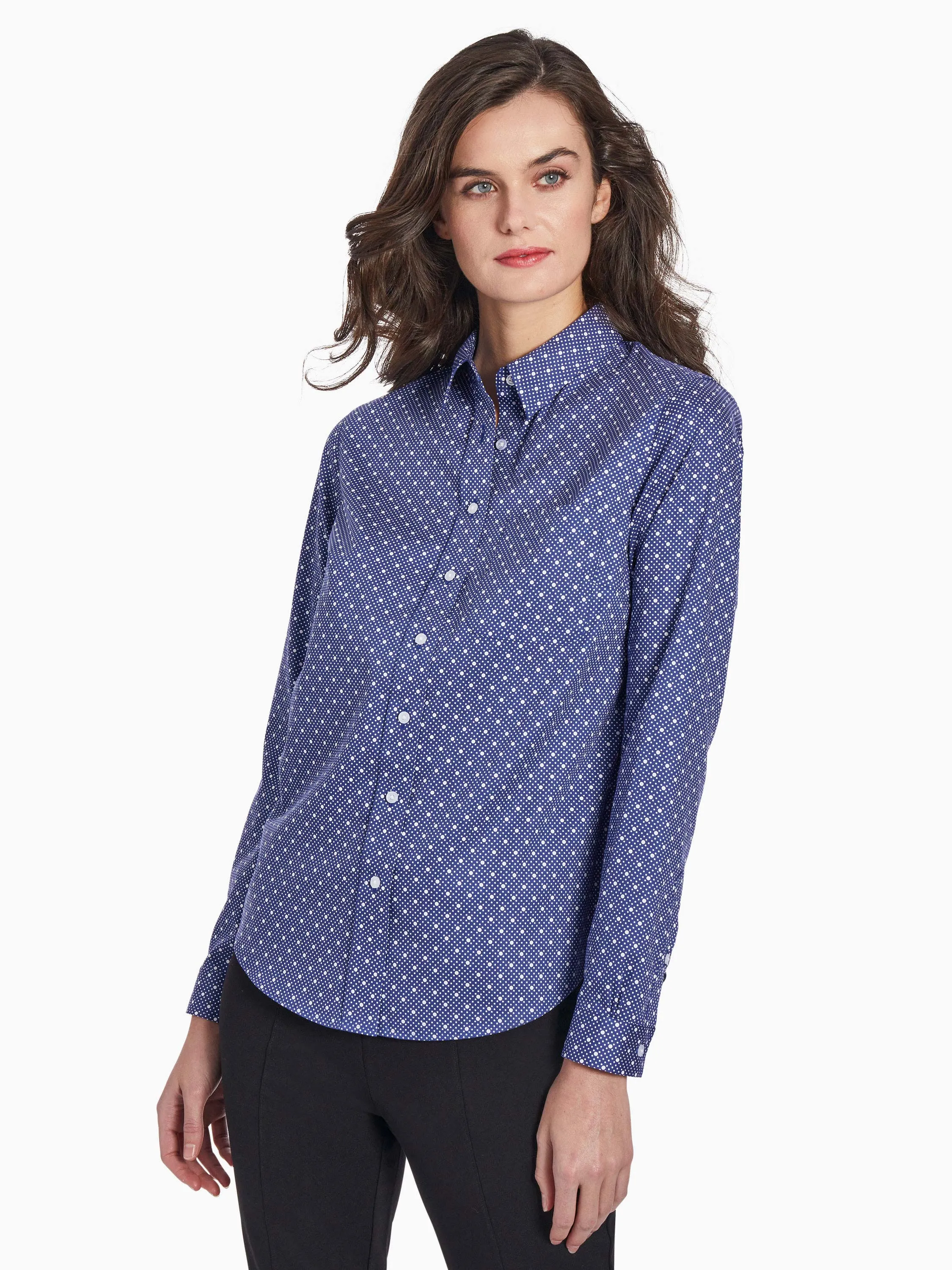 Dotted Easy-Care Oxford Button-Up Shirt