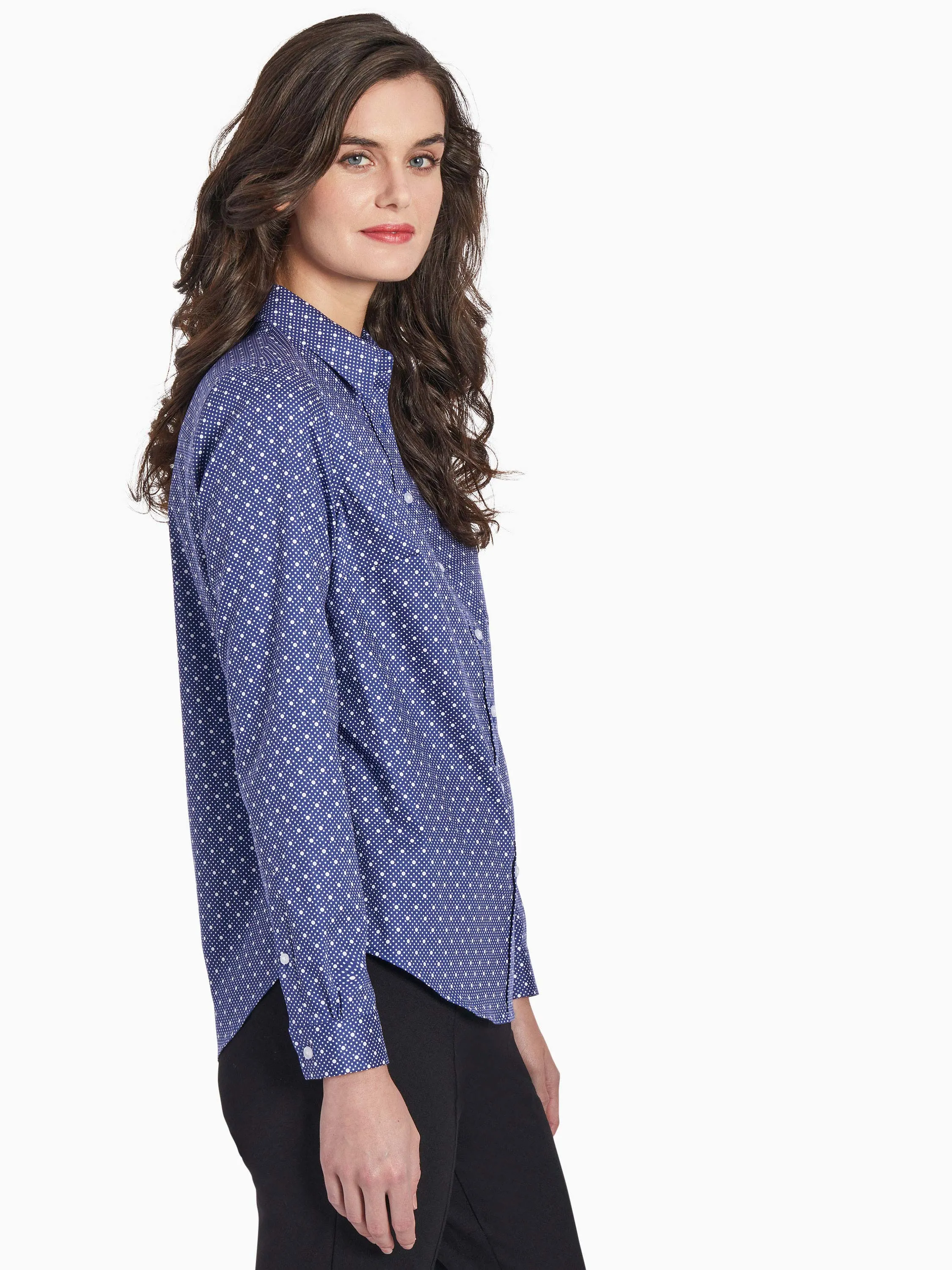 Dotted Easy-Care Oxford Button-Up Shirt