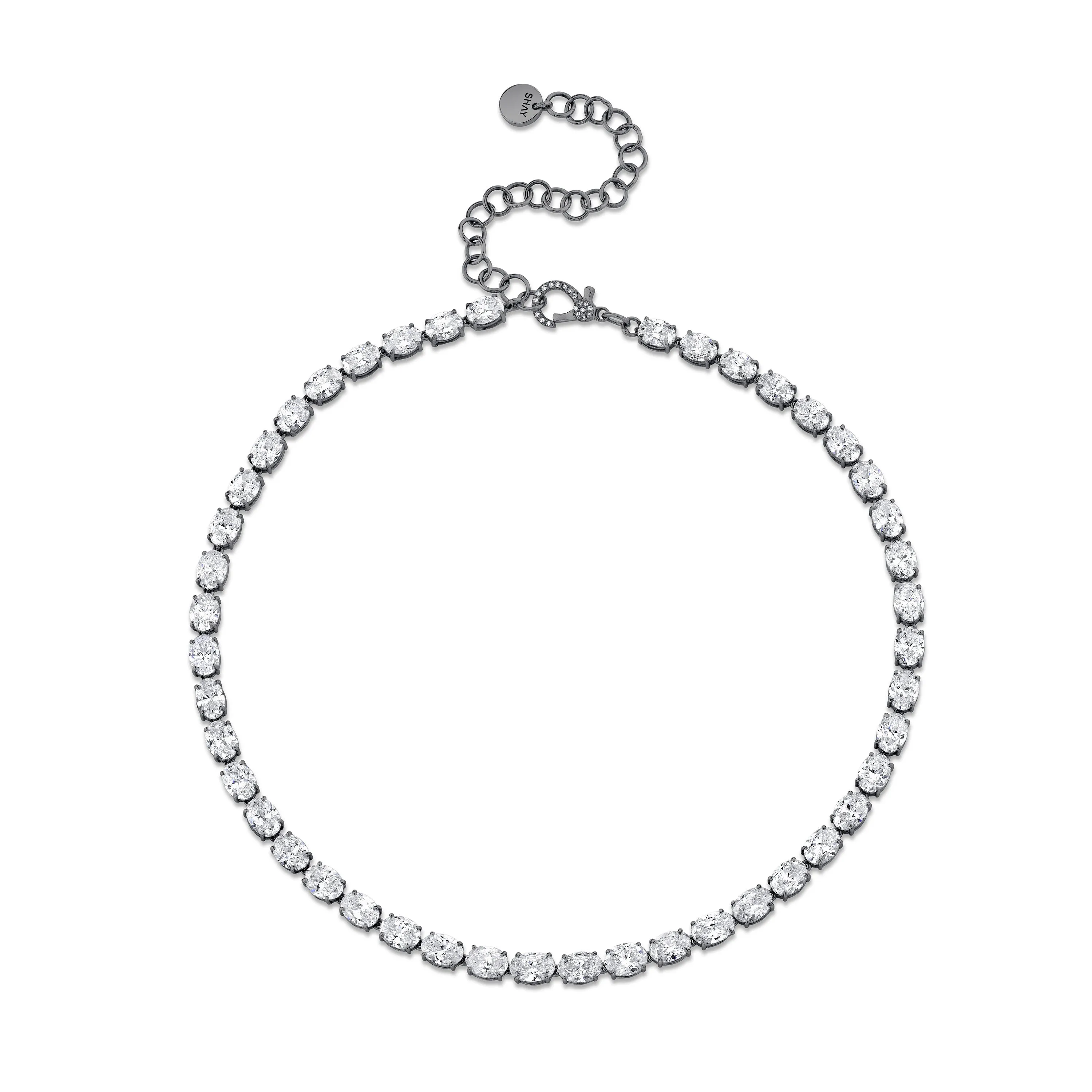 EAST WEST DIAMOND OVAL TENNIS NECKLACE