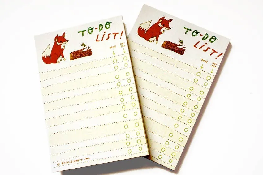 Fox & Bird To Do List Notepad