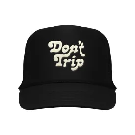 Free and Easy Don't Trip Embroidered Black Trucker Hat