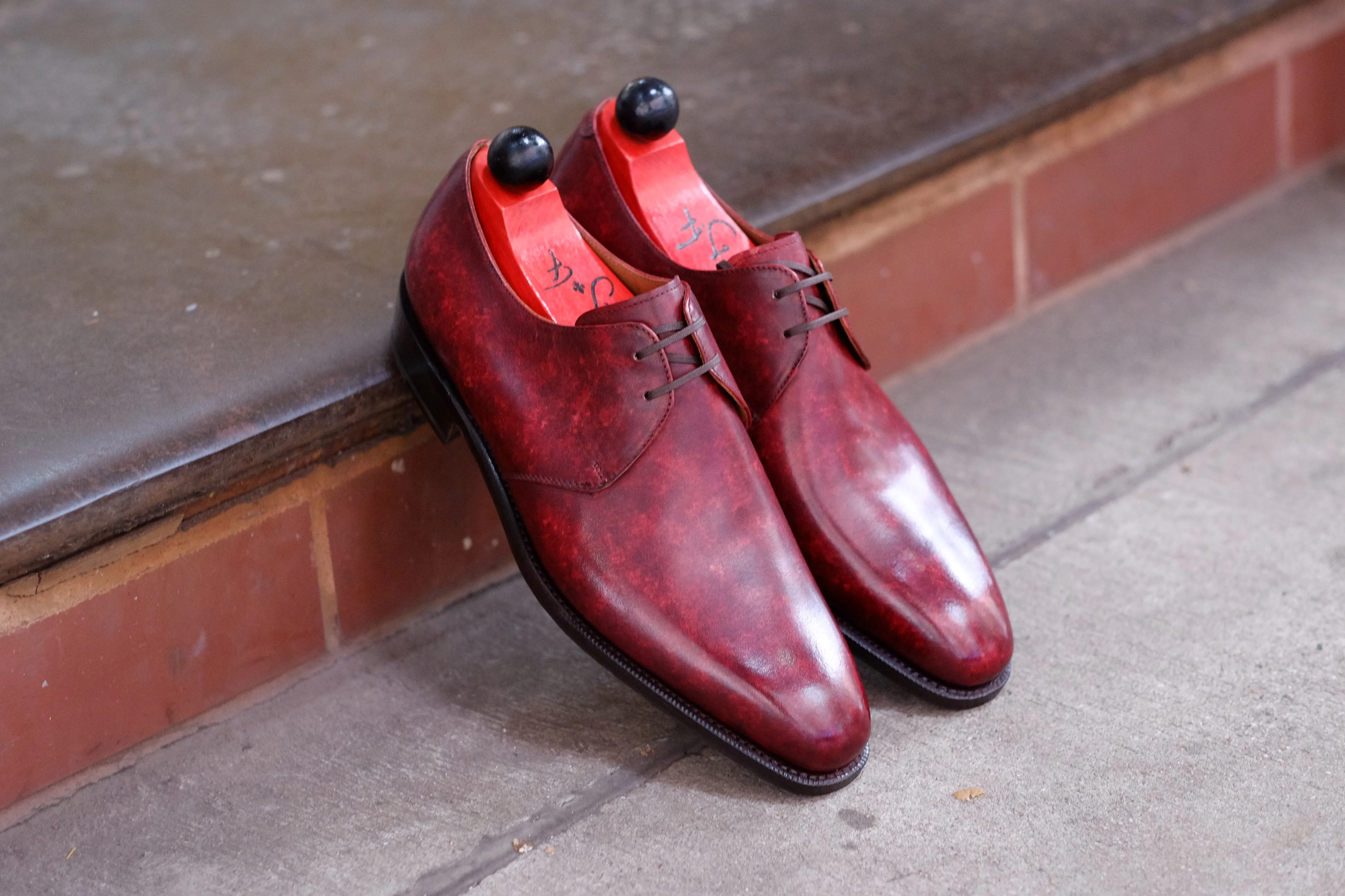 Fremont - MTO - Burgundy Marble Patina - LPB Last - Single Leather Sole