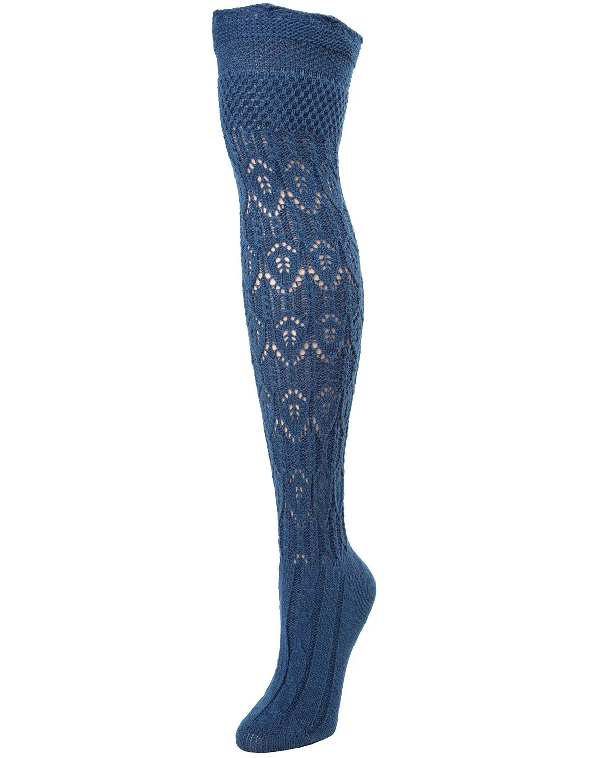 Glace Diamond Pointelle Over the Knee Boot Socks