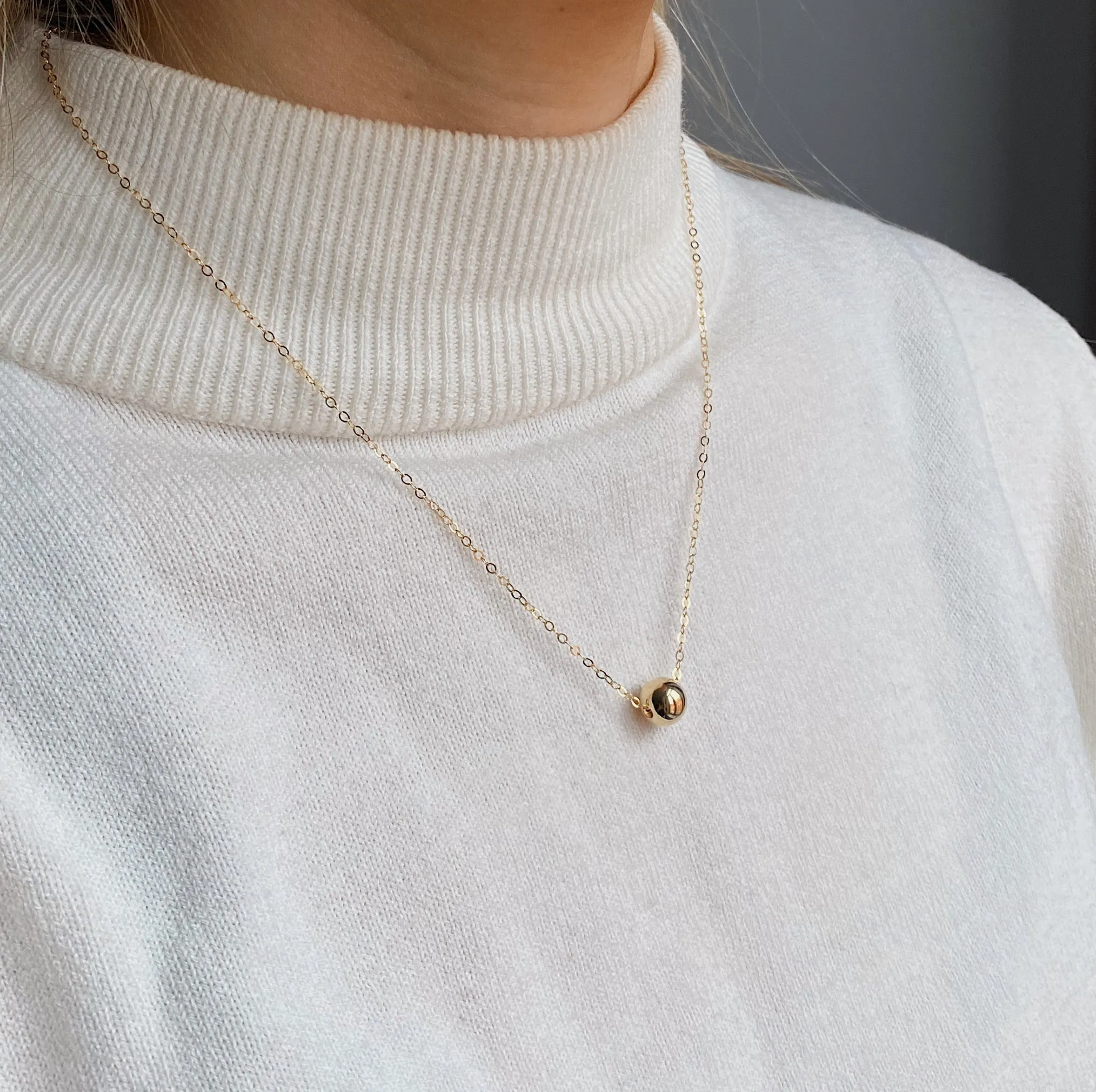 Gold Filled Petite Gold Ball Pendant Necklace