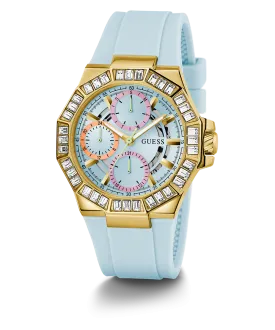 GUESS Ladies Blue Gold Tone Multi-function Watch